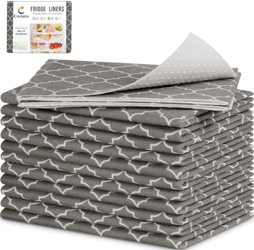 Cooyes 2 in 1 Refrigerator Liners & Fresh mats for Fridge Drawer and Glass Shelves, Absorbent Fridge Liners Washable, BPAfree Cloth Shelf Paper - Keep Produce Fresh Longer by Cooyes