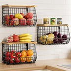 Hanging Fruit Basket for Kitchen, 3 Pack Vegetable Produce Basket by GGIU