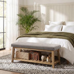 Zihanhome Entryway Shoe Bench, End of Bed Bench,Upholstered Bench(Grey) by Zihanhome