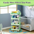 SUNALLY 4 Tier Rolling Cart with Drawer, Craft Storage Cart Organizer,Green - Image 4