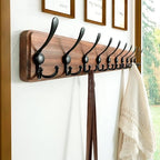 Dseap Coat Rack Wall - Heavy-Duty 38-1/4" Long, with Reinforced 10 Custom Tri-Hooks, Solid Wood Wall Hanger for Coats Hat Jackets - Rustic Farmhouse Entryway Hallway Storage, Natural & Black - Image 2