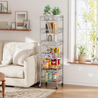 Golpart Basket Shelves Closet Rack with Wheels Metal Pantry Wire Shelf Unit - Image 5