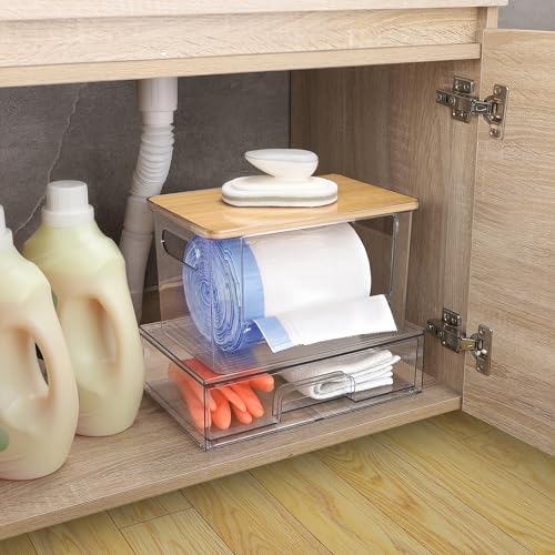 2Pcs Trash Bag Holder Under Sink Stackable Storage, Extra Large Laundry Room Organization and Storage, Laundry Pod Organization with Lid, Garbage Bag Dispenser Roll Holder for Kitchen Cabinet - Image 6
