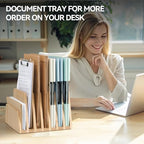 KIRIGEN Wooden File Organizer, 7-Slot Upright Holder for Desk Natural 7K-NA - Image 5