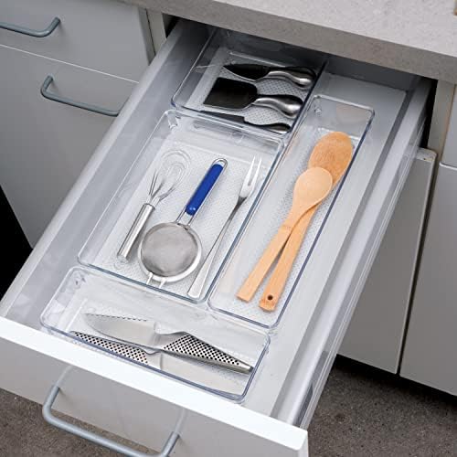 Oggi Clear Drawer Organizer - 3" X 9.5" (Set of 6) - Ideal for Organizing Kitchen Drawers, Office, Desk, Silverware, Kitchen Utensils, Cosmetics and Bathrooms - Image 5