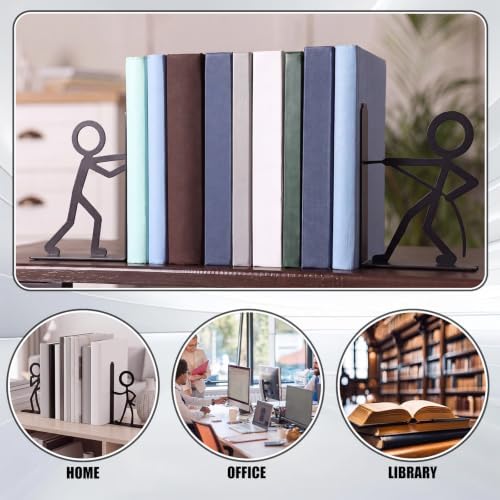 6 Pairs Metal Bookends Funny Decorative Bookends for Shelves - Image 6