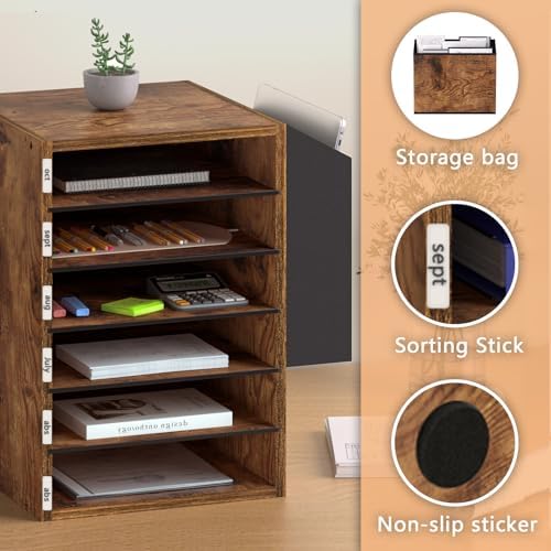 Unionly 6 Tier Adjustable Mail Sorter,Wood Paper Organizer for Class,Office - Image 4