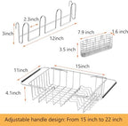 NiuYichee Stainless Steel Dish Drying Rack (15" L X 11" W X 4.1" H), Expandable Drain Rack Over Sink, Dish Drainer Rack in Sink, with Utensil Holder & 4 Hooks Cup Hanger - Image 4