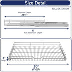 Pull Out Cabinet Organizer, 30" W x 21.5" D, Heavy Duty Chrome Slide Out Shelf for Wide Base Cabinets, Sliding Wire Basket Drawer for Pots, Pans, Appliances & Pantry Storage - Image 2