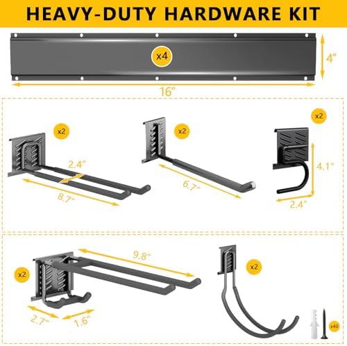 Garage Tool Organizer Wall Mount, Heavy-Duty Garage Storage System and Garden Tool Organizer with Adjustable Hooks for Shovel, Snowboard, Yard Tools and Shed (64"-10hooks) - Image 5