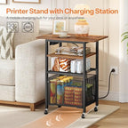 HOOBRO Printer Stand with Hanging File Drawer, Rolling Printer Cart on Wheels, Mobile Filing Cabinet Storage Shelf, Home Office Desk Side Organizer, Rustic Brown and Black BF17UPS01 - Image 4