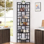 HOMISSUE Corner Shelf, 6 Tier Tall Narrow Bookshelf 76.9", Industrial Corner Bookcase with Storage for Home Office Living Room and Bedroom, Black - Image 4