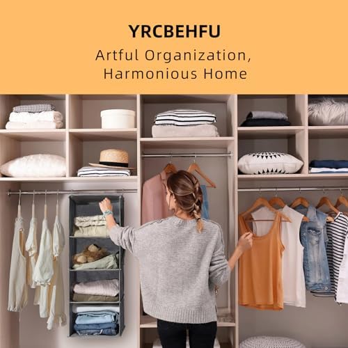 2 Packs Hanging Closet Organizer, 6-Shelf Closet Organizers and Storage with Side Pockets, Collapsible Hanging Shelves for Closet & RV & College Dorm,Black - Image 3