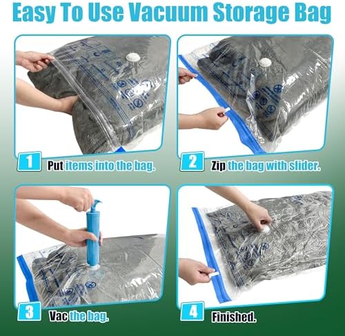 Vacuum Storage Bags, Vacuum Seal Bags for Clothing, 5 Jumbo 5 Large - Image 3