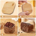 Square Glass Food Storage Jars with Lids 2.47 Qt [Set of 3], Perfect for Pasta, Cookies, Nuts, Coffee, Cereal, Flour, Organize Your Kitchen and Pantry with BPA-Free Glass Jars with Canisters - Image 3