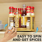SpaceAid 2 Tier Bamboo Spice Rack Organizer, Lazy Susan Turntable for Cabinet, Home Kitchen Spices Spinning Rotating Shelf Racks for Pantry Seasoning Bottle Holder Storage (Two Tier, Natural) - Image 4