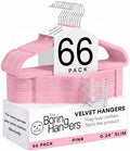 66 Pack Pink Velvet Hangers Non Slip, Felt Hangers by TheBoringHangers