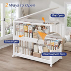 360QT Extra Large Stackable Storage Bins with Lid, 90Gal Plastic Closet Organizers and Storage Drawer, Collapsible Cabinet Box with Wheels Clear Doors for Home Kitchen Office, 3Pack White - Image 4