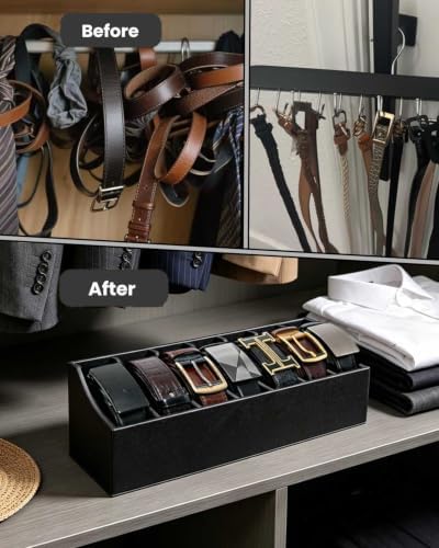 7 Compartments Black Belt Organizer with Soft Lining - Image 4