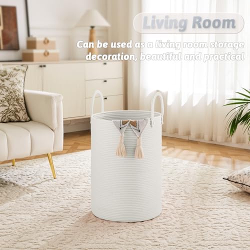 Artfeel Laundry Basket,Woven Cotton Rope Laundry Hamper,60L for Decorative Storage of Dirty Clothes,Toys and Blankets in Bathroom,Baby Room and Living Room - Image 2