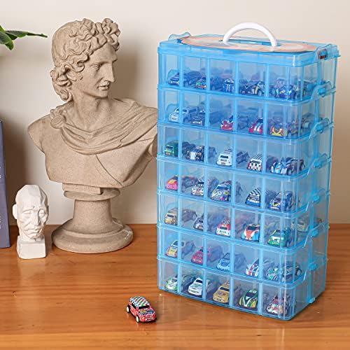 Sooyee 7 Layers Stackable Storage Container, 70 Adjustable Compartments Stackable Storage Container for Kids Toys, Art Crafts, Jewelry, Supplies, Mini Case & Letter Sticker Included,Blue - Image 2