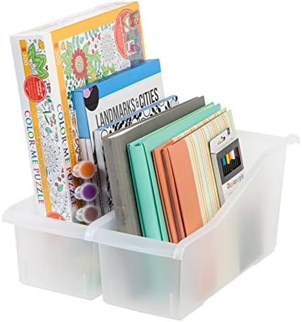 IRIS USA 8-Pack, Connecting Book Bin Organizer Magazine Holder, Clear - Image 7
