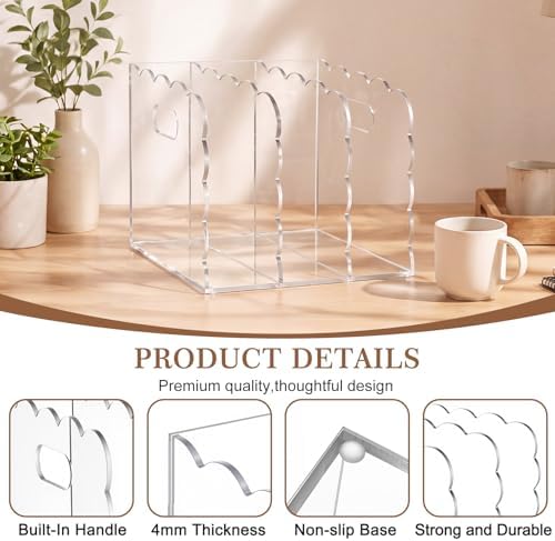 1 PC Scalloped Acrylic Magazine Holder, File Organizer, Handle Cutout Style - Image 3