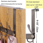WEBI Over The Door Hook Door Hanger Hook Rack with 5 Tri Hooks for Hanging Coats, Door Towel Rack Towel Hanger Door Coat Hanger Over Door Coat Rack,Bronze,2 Packs - Image 4