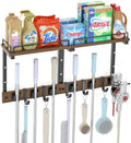 Broom and Mop Organizer Wall Hanging with Cleaning Supplies Organizer, Dark by Casremee