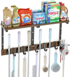 Broom and Mop Organizer Wall Hanging with Cleaning Supplies Organizer, Dark by Casremee