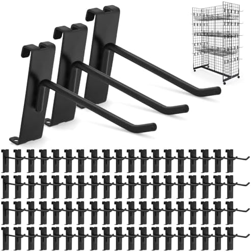 Gridwall Hooks 100 Pcs, 4 Inch Heavy Duty Display Hooks for Grid Wall Panels, Wire Gridwall Accessories for Retail Display Rack Hanging Storage (Black) by Froidesente