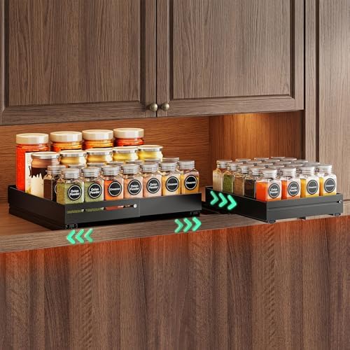 SNTD Pull Out Spice Rack Organizer for Inside Cabinets, Expandable,2-Pack by SNTD