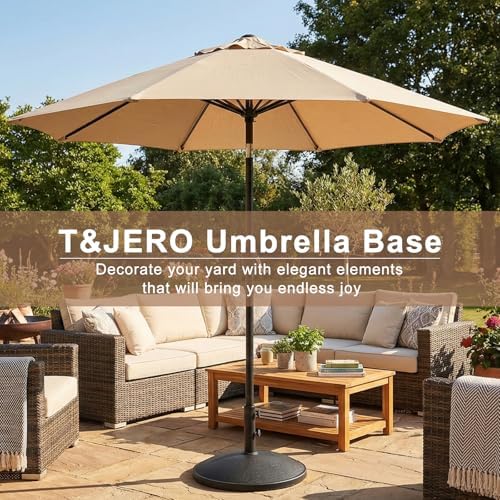 T&Jero 33 lb Round Heavy Duty Prefilled Patio Outdoor Market Umbrella Base Stand Weight for Outdoor, Black - Image 2