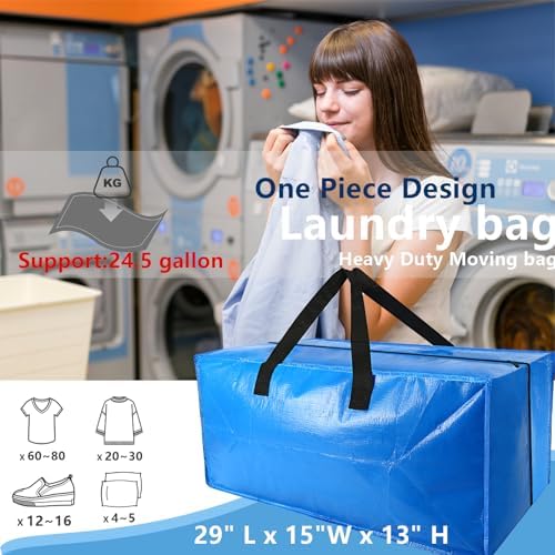 Acnusik Heavy Duty Moving Bags, Extra Large Storage Bags with Zippers Backpack, College Dorm Room Essentials, Moving Totes Clothing Storage Bins, Compatible with IKEA Frakta Cart (12pcs) - Image 4