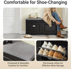 Haotian Black Storage Shoe Bench with Two Flip Drawers - Image 3