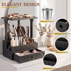 Lewtemi Makeup and Hair Organizer Wood Hair Dryer Holder Heat Mat Bathroom - Image 3