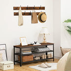 HOOBRO Hall Tree Entryway Storage Bench, Coat Rack Shoe Bench, Shoe Rack Organizer with Coat Hooks, 3-in-1 Design, Wooden Furniture with Metal Frame, Rustic Brown and Black BF171MT01 - Image 4