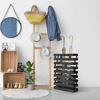 Tudomro Umbrella Stands for Entryway Large Metal Umbrella Holder 3.94 x 11.81 x 16.93 Inches with Removable Water Tray and Hooks Decor Freestanding Rectangular Hollow Rack for Home Office (Black) - Image 5