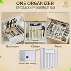 Bamboo Kitchen Utensil Drawer Organizer for Silverware | 100% Natural Expandable 14-20 Inch Kitchen Drawer Organizers for Utensils | Non-Slip Base | Screwed Joints for Long-Lasting Durability - Image 6