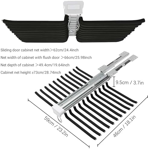 Pull Out Closet Valet Rods, Slide Out Steel Pants Rack Sliding Trouser Rack - Image 3