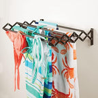 mDesign Steel Wall Mount Accordion Expandable Retractable Clothes Air Drying Rack - 8 Bars for Hanging Garments - Mounted Organizer for Laundry/Utility Room, Bathroom, Garage, Bardo Collection, Bronze - Image 7