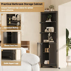 INNOD 69" Tall Corner Shelf with Doors, 6-Tier Corner Storage Cabinet with Doors, Space Saver Shelf for Bathroom, Bathroom Floor Cabinet for Living Room Kitchen, Hallway - Image 3