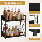 Giikin Kitchen Countertop Organizer, 2 Tier Coffee Bar Organizer, Black Spice Rack for Counter, Kitchen Counter Shelves, Particleboard,15.8" L x 7.9" W x 15.8" H (Black, L) - Image 4