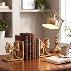 Epakh 2 Pcs Gold Bow Book Ends Decorative Bookends - Image 4