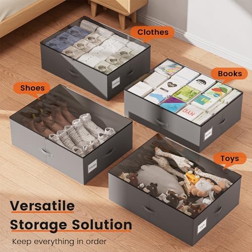 XXXXL 125L Under Bed Storage, Storage Containers with Support & Clear Lid, Support Frame, Underbed Storage Bins for Clothes, Shoes, Blankets, and Toys 2 pack - Image 6