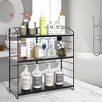 BOIVSHI Bathroom Countertop Organizer, 3-Tier Bathroom Counter Organizer, 8-Levels Height Adjustable, Bathroom Organizer for Kitchen, Pantry, Livingroom, Offices Storage, Metal Black - Image 2