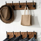 SKOLOO Rustic Coat Rack Wall Mount, 5 Hooks, 17 Inch, Solid Wood, Brown - Image 2