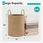 YOUDENOVA Cotton Laundry Hamper, 58L - Woven Collapsible Storage Basket - Jute Brown - Image 2