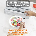 SpaceAid WrapNeat 2 in 1 Wrap Organizer with Cutter and Labels, Plastic Wrap, Aluminum Foil and Wax Bamboo Dispenser for Kitchen Storage Organization Holder for 12" Roll (Gray) - Image 5