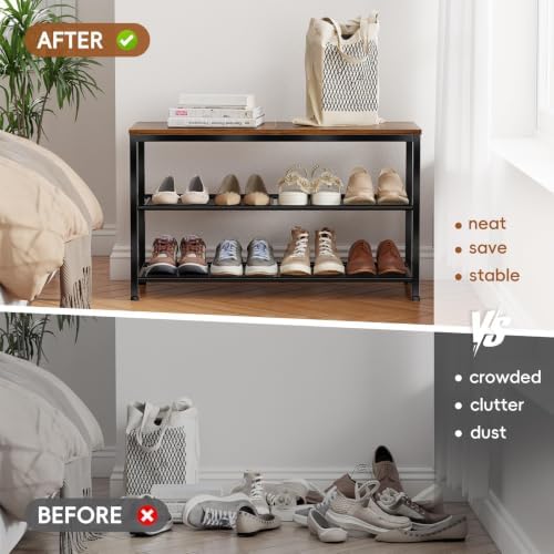 3 Tier Metal Shoe Rack for Entryway, 31" Wide Shoe Storage Organizer - Image 5